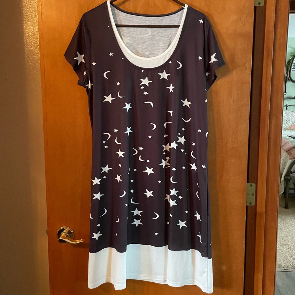 Star and moon navy dress